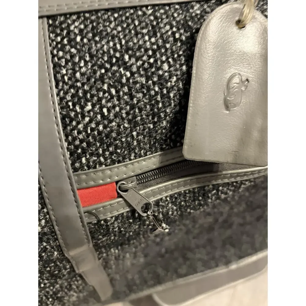 X3 VTG NWT OSCAR DE LA RENTA Tweed Luggage Travel Bag Gray Duffle Garment